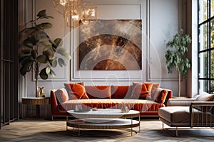 Interior of modern living room. Elegant Luxury Interior of Living Room of a Rich House.