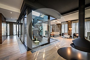 Interior of modern luxury penthouse apartment