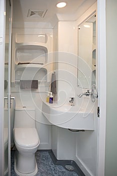 Interior of a modern minimalistic small bathroom