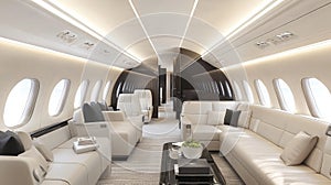Interior of a modern passenger plane aircraft airplane.