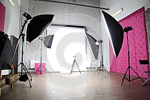 Interior of a modern photo video studio