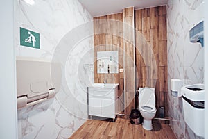 Interior of modern public toilet in obstetric clinic