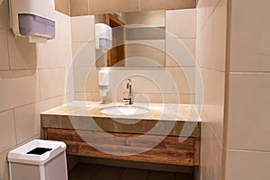 Interior of a modern public toilet sink in a luxury hotel