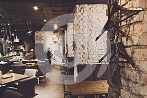 Interior of modern restaurant, loft style