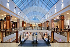 Interior of modern shopping center