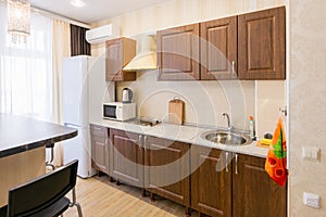 Interior of modern spacious inexpensive kitchen