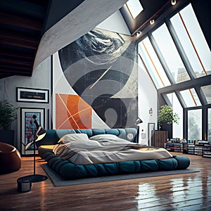 Interior of modern stylish bedroom