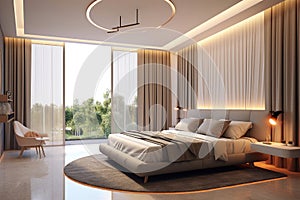 Interior of modern stylish bedroom, AI generated