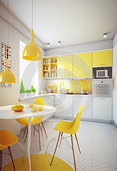 Interior of modern stylish kitchen. AI generated.