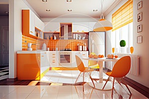 Interior of modern stylish kitchen. AI generated.