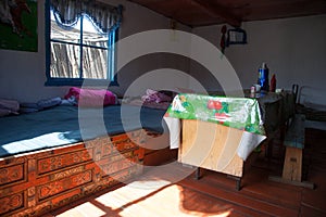 Interior of the Mongolian house