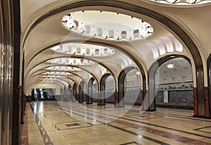 Interior of the Moscow metro station Mayakovskaya