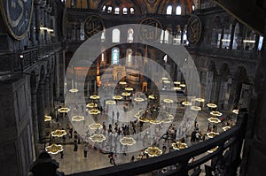 Interior Mosque Hagia Sophia in Istanbul,Turkey