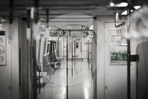 The interior of an MRT train in Taipei, Taiwan.