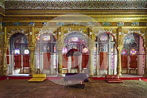 Interior mughal architectural details of Mehrangarh Fort