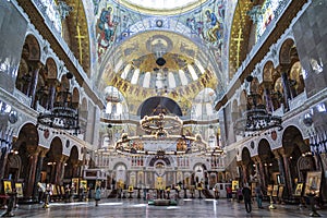 Interior of the Naval Cathedral of St. Nicholas the Wonderworker in Kronstadt, St. Petersburg,