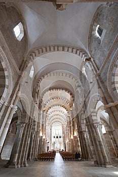 Interior of the abbey church and monastery in VÃ©zelay, France photo