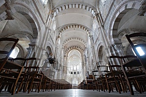 Interior of the abbey church and monastery in VÃ©zelay, France photo