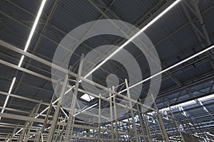 Interior of a new empty warehouse, wide angle view