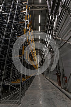 Interior of a new empty warehouse, wide angle view