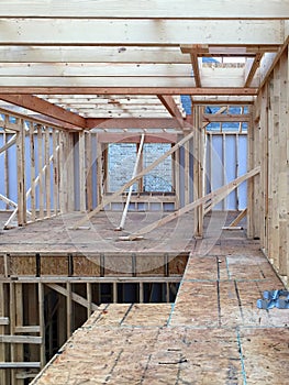 Interior of a new house construction in community
