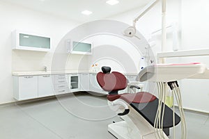 Interior of new modern dental clinic office room.