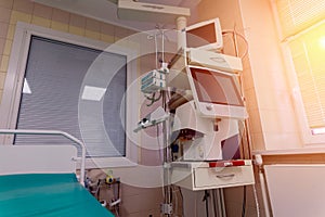 Interior of new operating room with equipment in modern clinic