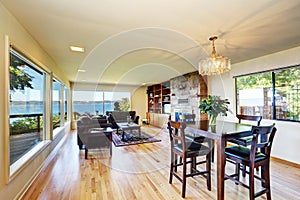 Interior of nicely furnished living and dining room