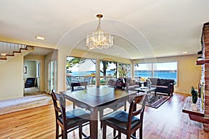 Interior of nicely furnished living and dining room