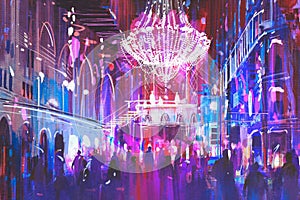 Interior night club with bright lights