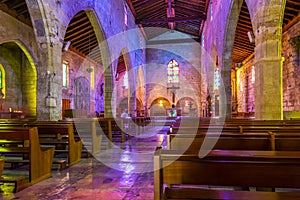 Interior of Notre-Dame-des-Sablons Church in Aigues-Mortes, in Gard in Occitanie, France