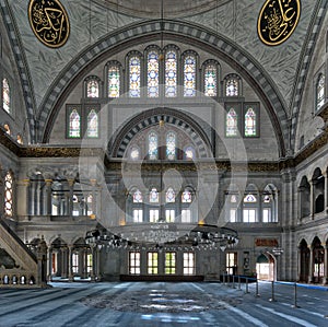 Interior of Nuruosmaniye Mosque, Shemberlitash, Fatih, Istanbul