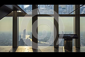 Interior of office building view of modern business skyscrapers glass and sky view landscape of commercial building in central