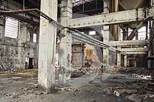 Interior of old abandon paper mill in Kalety - Pol