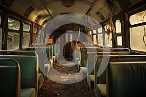 Interior of old abandoned bus