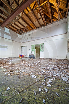 Interior of an old building that is being demolished