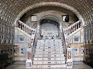 Interior of an old catholic church in Cagliari.