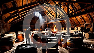 Interior of an old cooperage