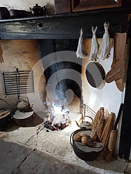 Fireplace in crofthouse