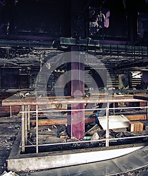 Interior of an old derelict abandoned nightclub