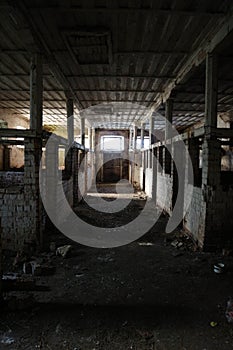 Interior of old dirty abandoned stable