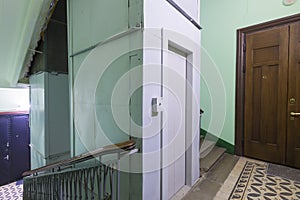 The interior of the old entrance of an apartment house in Moscow