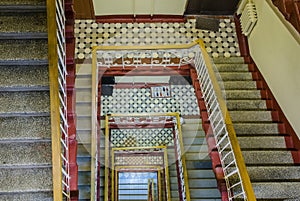 The interior of the old entrance of an apartment house in Moscow