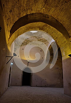 Interior of the old granary and stable of the Heri es-Souani in Meknes, Morocco