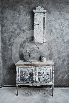 Interior of old medieval abandoned house