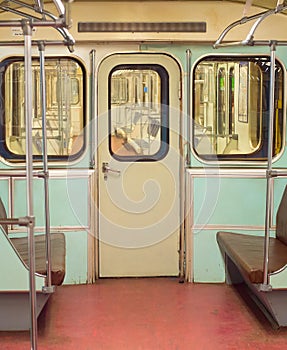 Interior old metro underground train