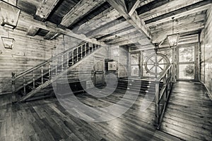 Interior of old pirate ship
