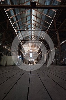 Interior of an old shearing shed on an outback property