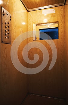 Interior of an Old and Small Elevator