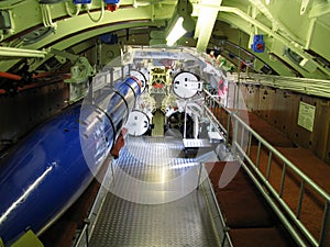Interior of old submarine